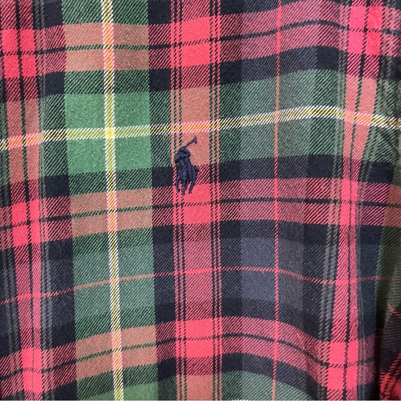 Ralph Lauren Classic Fit Shirt Men Large Red Flannel Plaid Button Long Sleeve - Picture 1 of 4